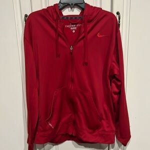 Nike zipped hoodie, size large, red. Pet friendly home